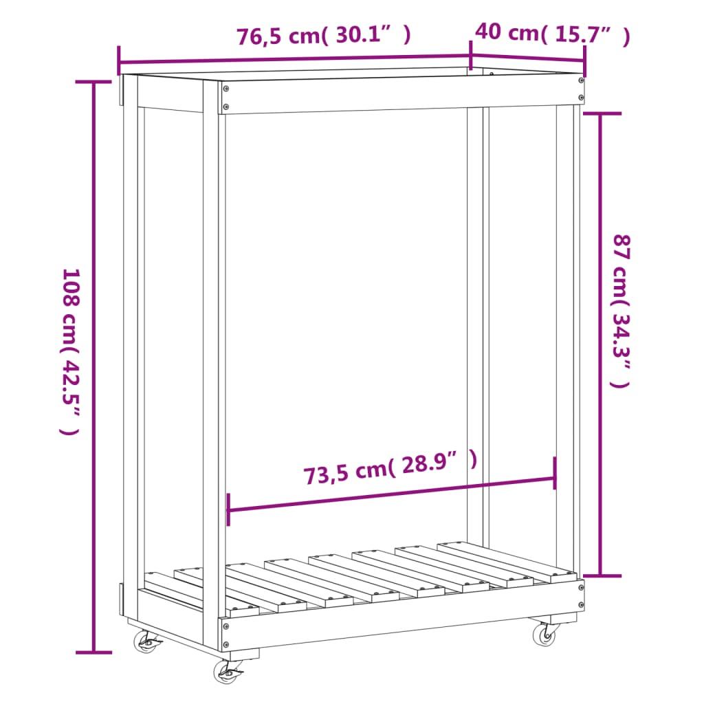 Stojak 76,5x40x108 cm do salonu na drewno z kółkami drewno sosnowe nr. 9