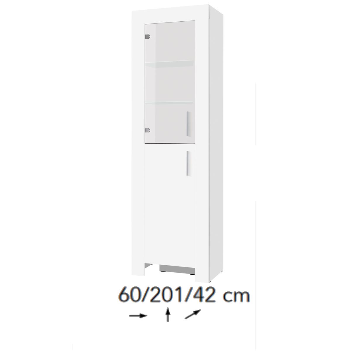 Witryna Cezar 60x201x42 cm prawa z półkami z podświetleniem LED do salonu jadalni biała  nr. 2