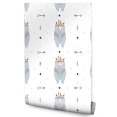 Tapeta Dziecięca NIEDŹWIEDZIE Gwiazdki Kropki  - Miniaturka zdjęcia nr 1