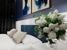 Łóżko tapicerowane do sypialni 180x200x88 cm podwójne z pojemnikiem modne granatowe - Miniaturka zdjęcia nr 7