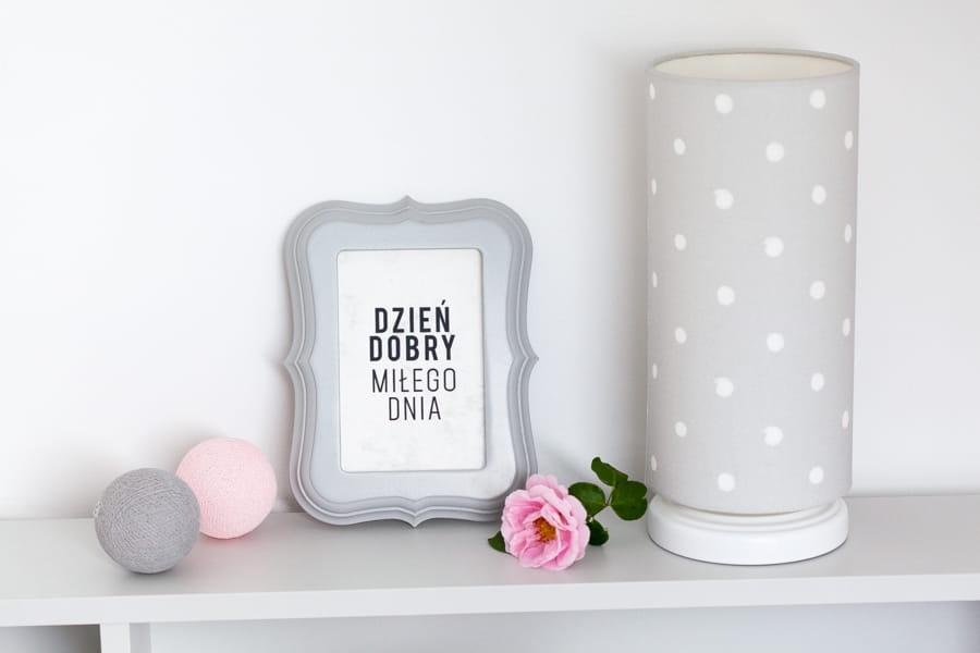 Lampka nocna Lovely Dots 13x32 cm abażur do pokoju dziecięcego szara drewno olejowane nr. 3