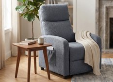 Fotel rozkładany VELLO jasnoszary 64x89-156 cm x98 cm – nowoczesny fotel z funkcją spania, komfortowy fotel do salonu i pokoju dla seniora - Miniaturka zdjęcia nr 1