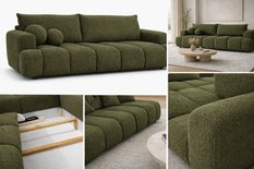 Kanapa z funkcją spania Mediolan 250x112x90 cm rozkładana trzyosobowa tkanina LOOP zieleń - Miniaturka zdjęcia nr 7