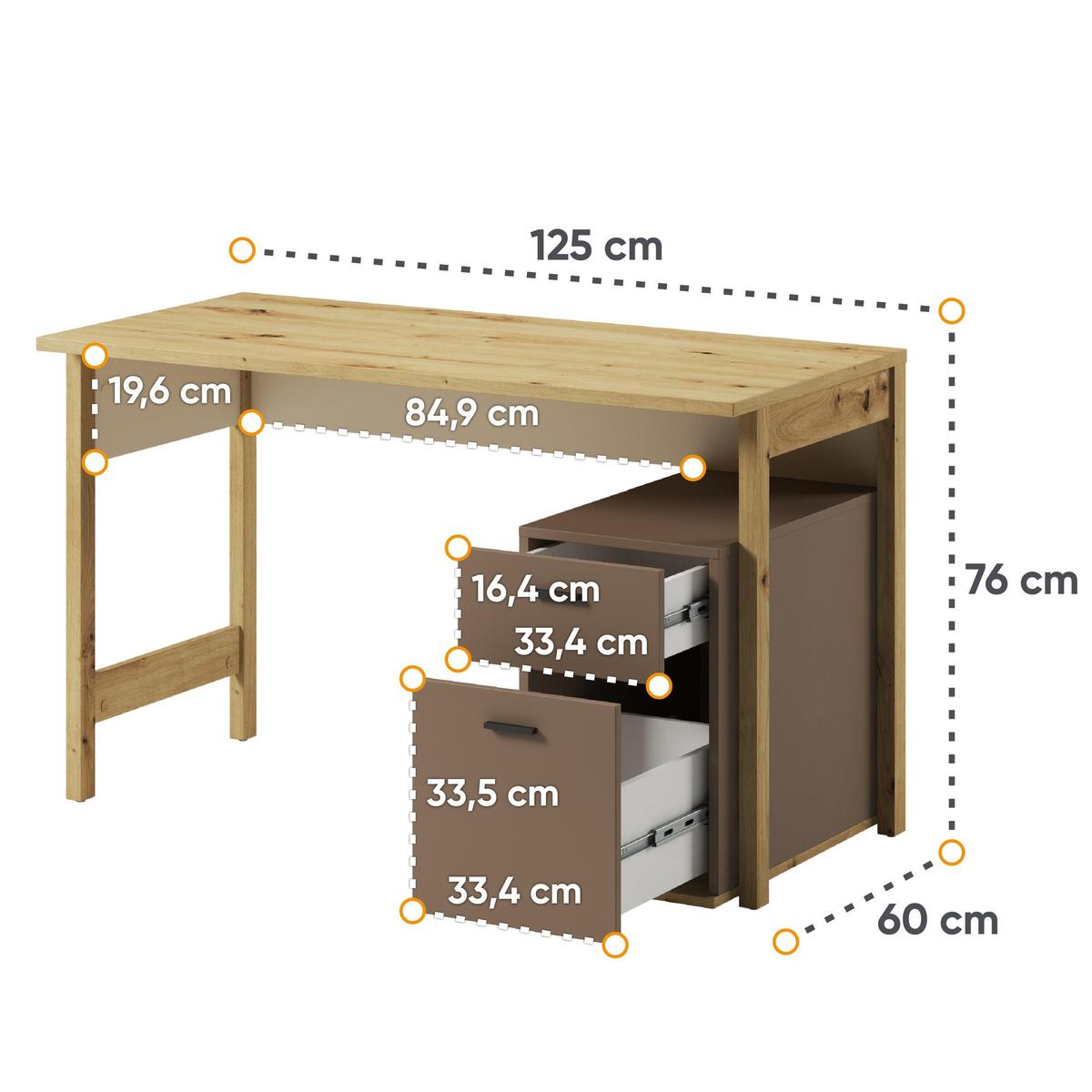 Biurko Lenny 125 cm do biura gabinetu pokoju dąb nr. 4