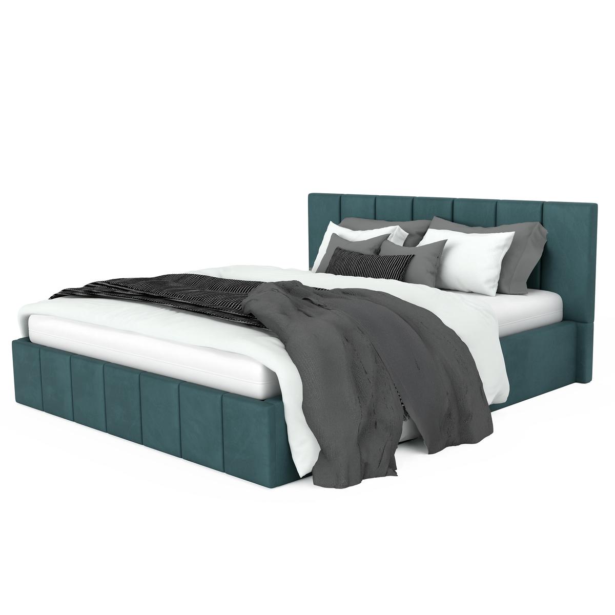 Łóżko tapicerowane 140x200 premium z pojemnikiem do sypialni turkusowe wezgłowie 107 cm nr. 8