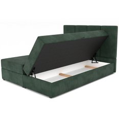 Łóżko kontynentalne 180x200x113 cm tapicerowane podwójne z materacem butelkowa zieleń - Miniaturka zdjęcia nr 11