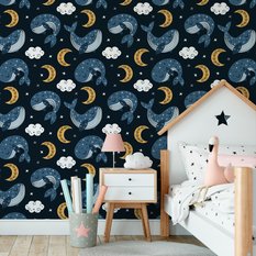 Tapeta Dziecięca WIELORYBY Księżyce Chmury Gwiazdy  - Miniaturka zdjęcia nr 6