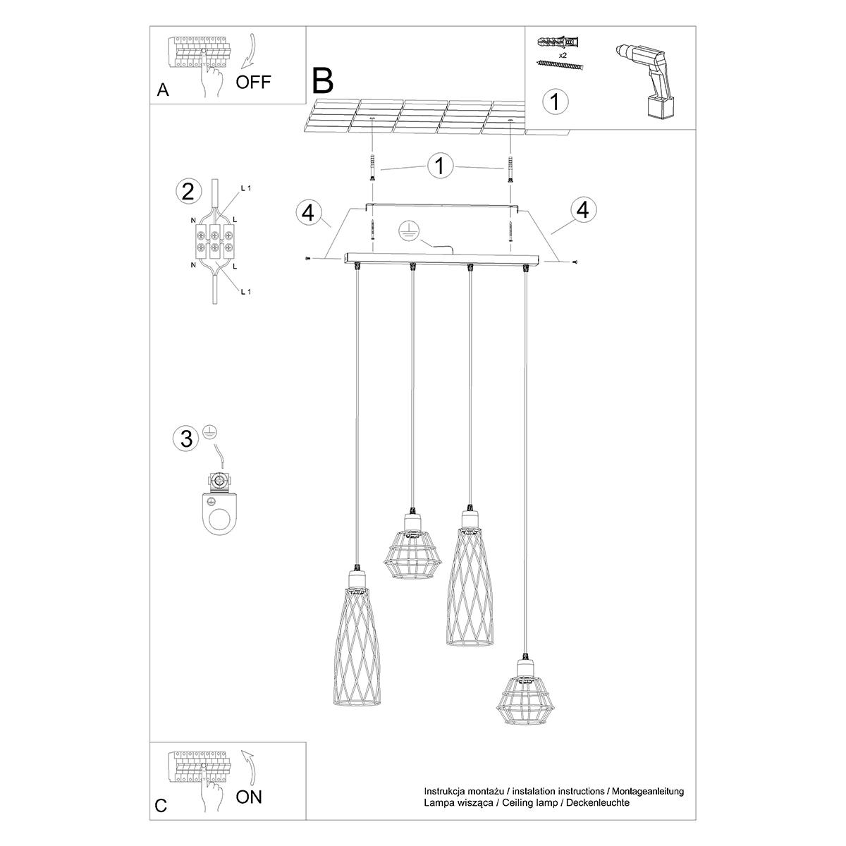 Lampa wisząca SUBA 4L czarna 120x15x58cm nowoczesna E14 do salonu nr. 6