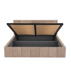 Łóżko tapicerowane 160x200 premium z pojemnikiem do sypialni beżowe wezgłowie 107 cm - Miniaturka zdjęcia nr 12