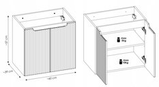 Szafka NOVA 60 cm o łazienki ryflowana z umywalką i blatem czarna dab coast evoke - Miniaturka zdjęcia nr 8