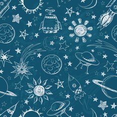 Tapeta Ścienna KOSMOS Gwiazdy Szkic Planety Ozdoba  - Miniaturka zdjęcia nr 3