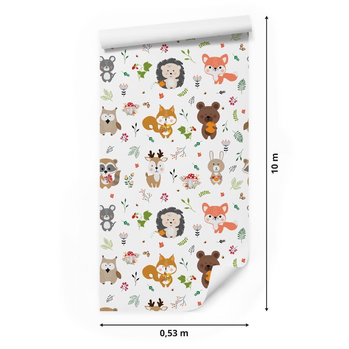 Tapeta Do Pokoju Dzieci ZWIERZĄTKA LEŚNE Roślinki  nr. 2
