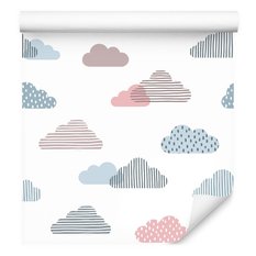 Tapeta dla dzieci kolorowe chmury paski kropki
