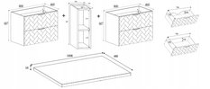 Szafka łazienkowa TREND 180 cm z blatem czarny/dąb craft - Miniaturka zdjęcia nr 15