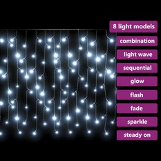 vidaXL Zasłona świetlnych sopli, 10 m, 400 diod LED, zimna biel - Miniaturka zdjęcia nr 5