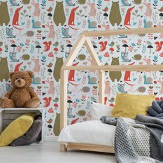 Tapeta dla dzieci zwierzątka leśne MISIE lisy ptak, dekoracja nowoczesna - Miniaturka zdjęcia nr 5