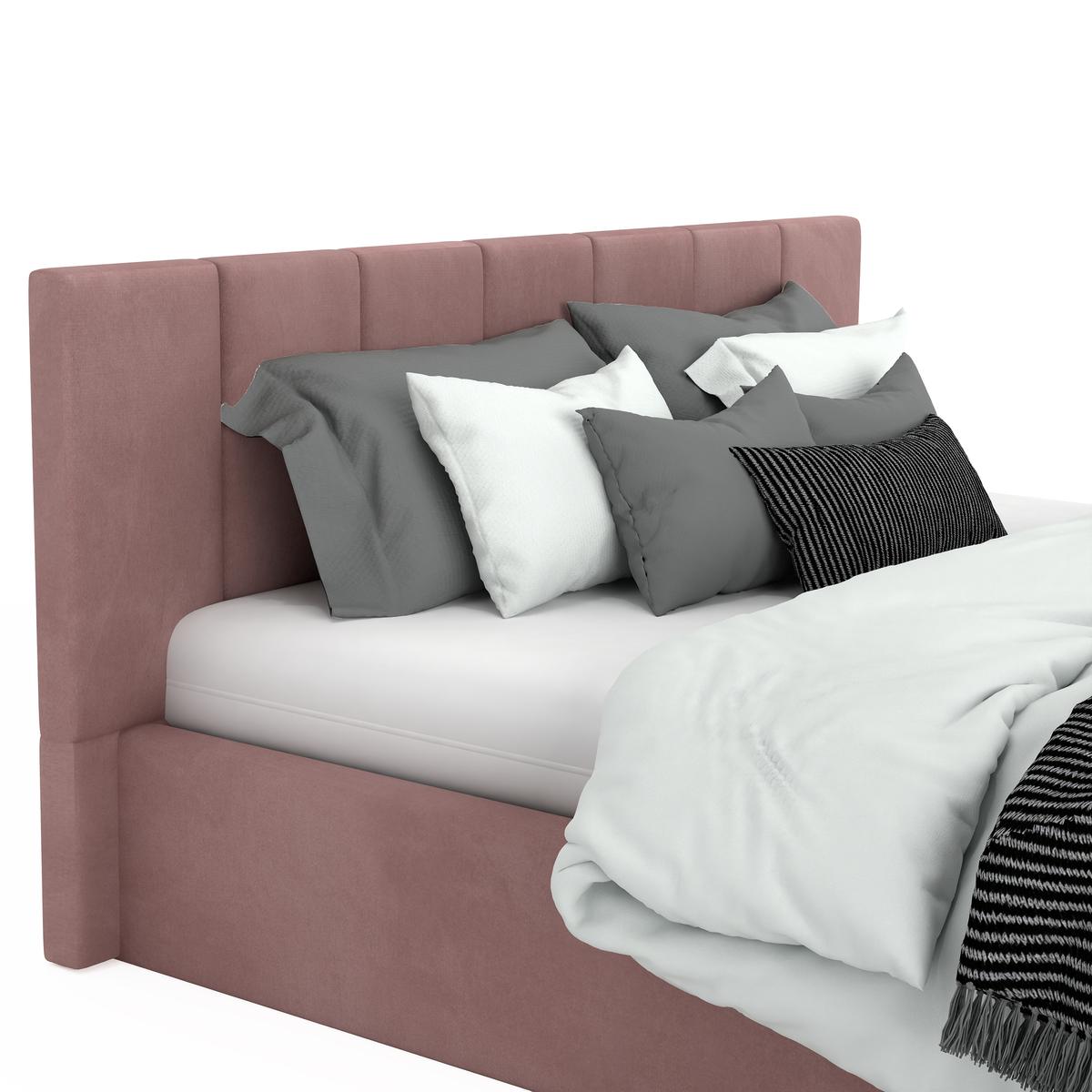 Łóżko tapicerowane 160x200 premium z pojemnikiem do sypialni różowe wezgłowie 107 cm nr. 10