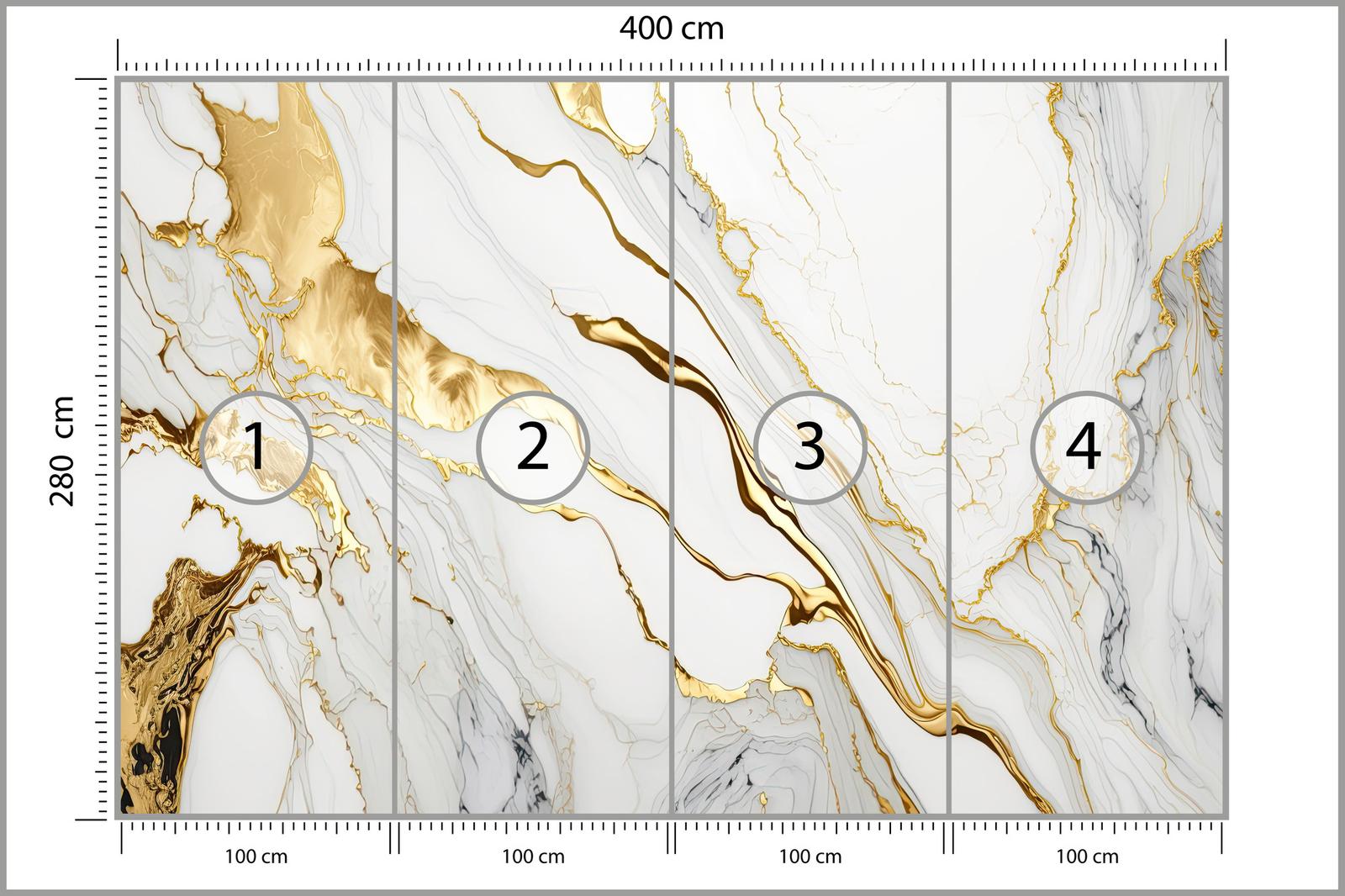 Fototapeta Ścienna Biały MARMUR Elementy Złota Abstrakcja Kamień 400x280 Dekoracja 3D nr. 3