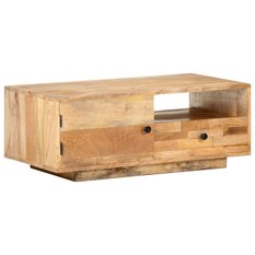 Stolik kawowy 90x50x35 cm z praktyczną półką z litego drewna mango do salonu - Miniaturka zdjęcia nr 8