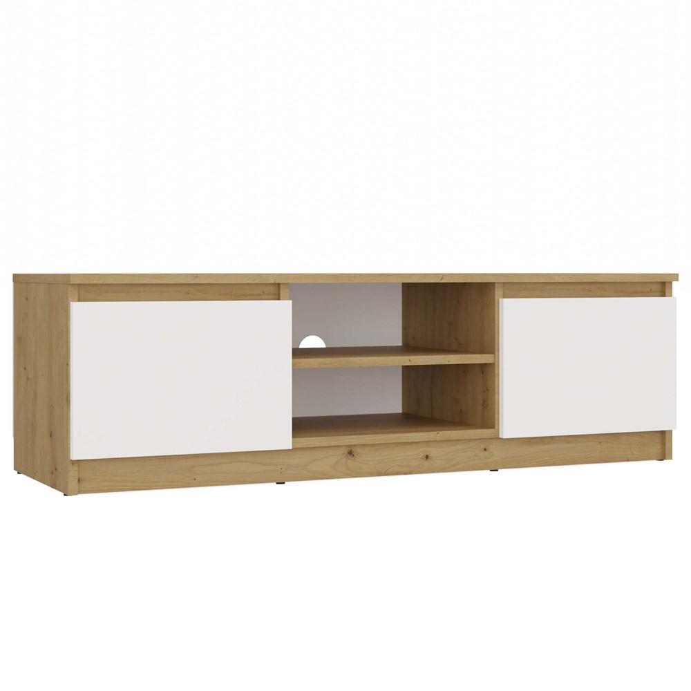Szafka RTV Malwa 36x120x40 cm do salonu dąb artisan biel