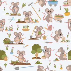 Tapeta MYSZKI w Ogrodzie Zwierzątka Rośliny Natura 53x1000  - Miniaturka zdjęcia nr 6