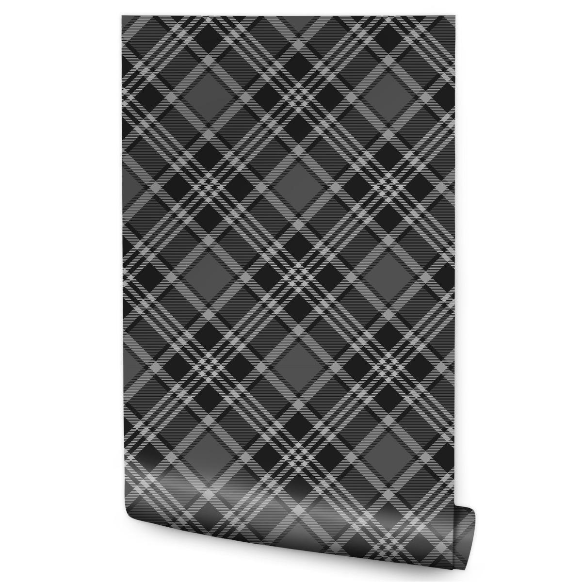 Tapeta Flizelinowa Szary TARTAN Nowoczesna Kratka 53x1000  nr. 1