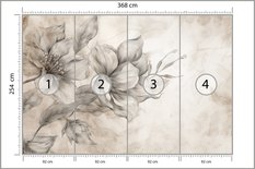 Fototapeta Do Sypialni Szare KWIATY Beton Abstrakcja Boho Dekoracja z Efektem 3D - Miniaturka zdjęcia nr 3