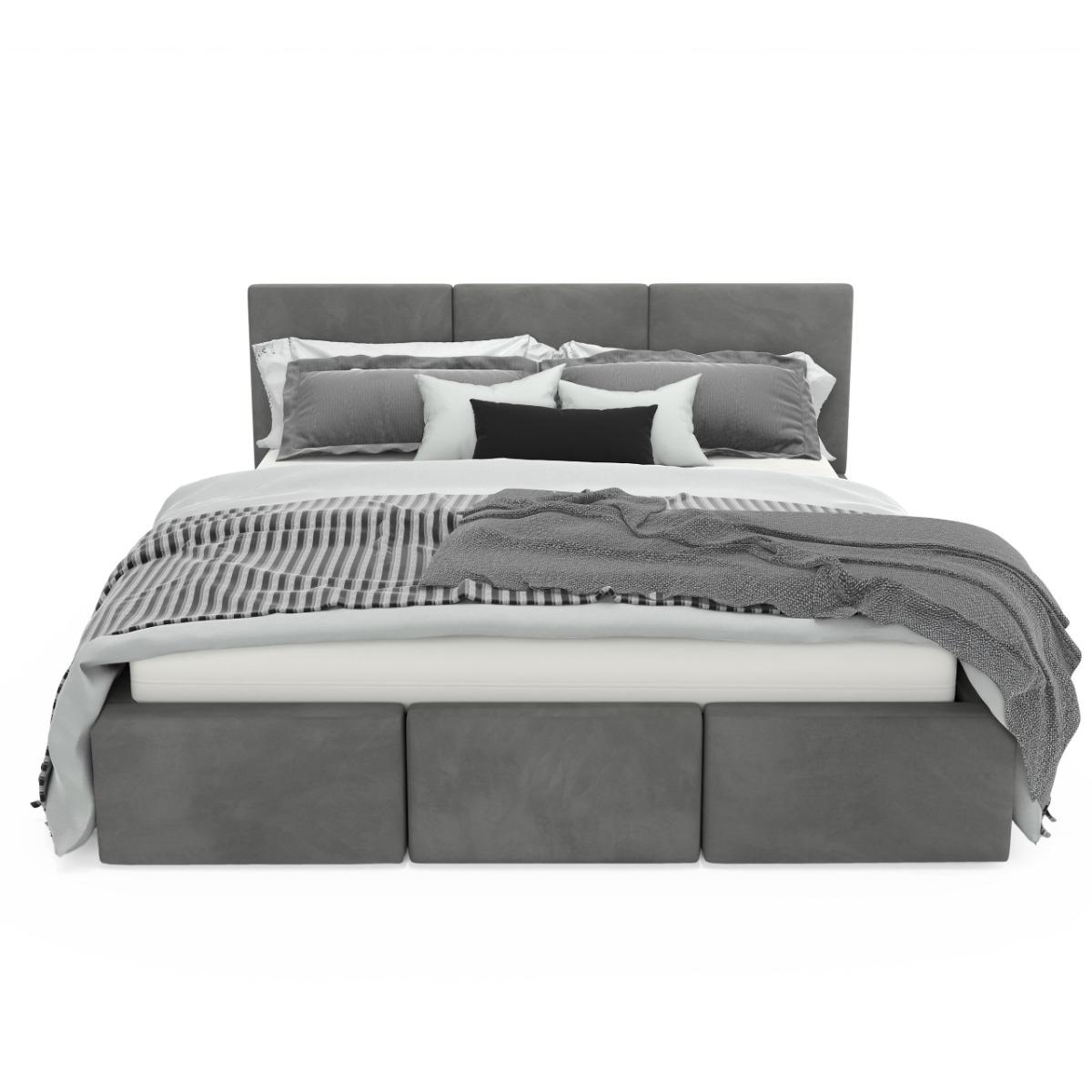 Łóżko tapicerowane 120x200x88 cmdo sypialni z pojemnikiem automatycznym na pościel  szare nr. 11