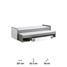 Łóżko 90x200 cm Gumi podwójne z pojemnikiem biały brylant antracyt do sypialni - Miniaturka zdjęcia nr 2