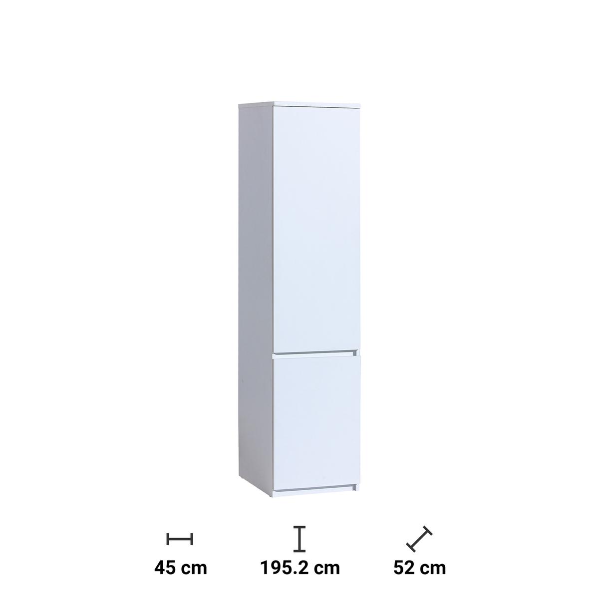 Szafa 45x52x195,5 cm Arca  dwudrzwiowa biel arktyczna do sypialni i pokoju nr. 2