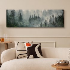 Obraz Na Płótnie Canvas LAS WE MGLE Pejzaż Panorama 145x45cm - Miniaturka zdjęcia nr 8