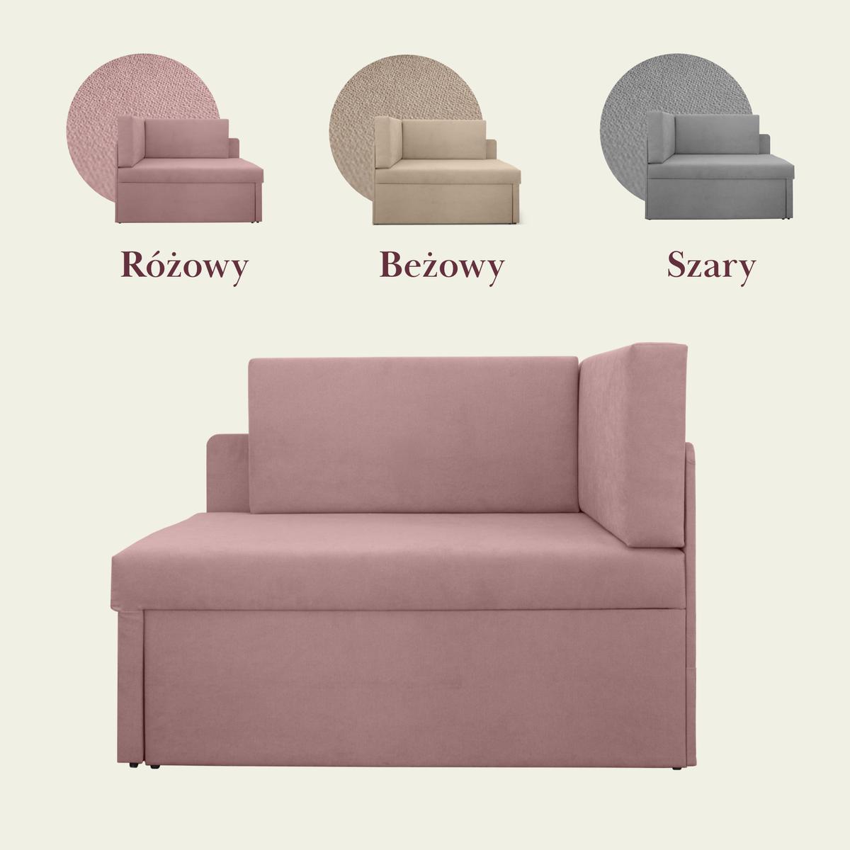 Narożnik dziecięcy Viluś 108x81x78 cm sofa jednoosobowa do pokoju salonu z funkcją spania i przechowywania dla dzieci różowy nr. 14