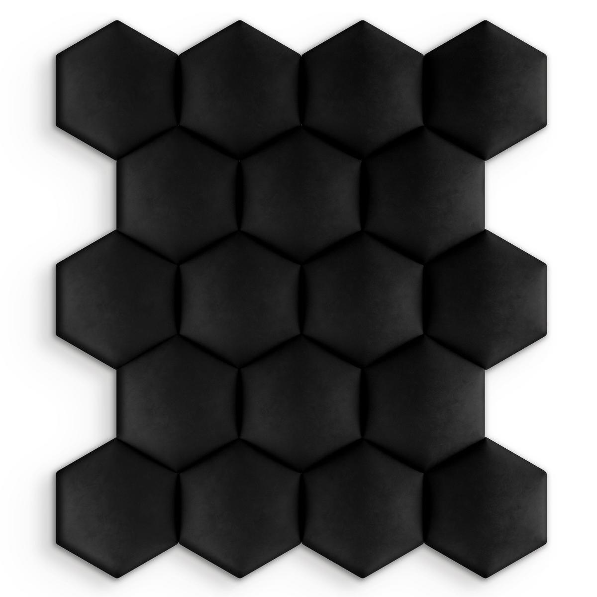 Panele tapicerowane 35x40 cm na ścianę hexagon czarny nr. 5