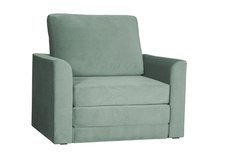 Fotel rozkładany TOKIO 107x75 cm zielony miętowy z poduszką do sypialni lub salonu 