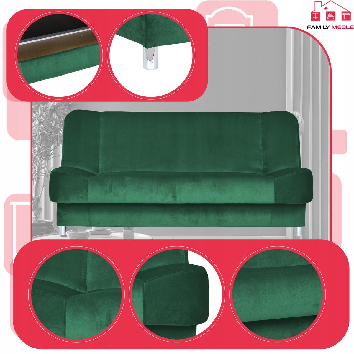 Wersalka SARA 200x95 cm butelkowa zieleń rozkładana kanapa z pojemnikiem sofa do salonu New Velo nr. 4