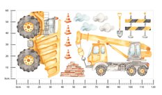 Naklejki Ścienne Dla Dzieci Akwarelowe MASZYNY Budowlane Wywrotka ZESTAW  - Miniaturka zdjęcia nr 2