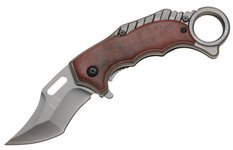 Nóż myśliwski 18 cm / 7 cm scyzoryk karambit składany turystyczny survivalowy brązowy - Miniaturka zdjęcia nr 1