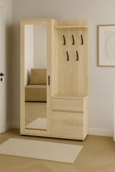 Garderoba do przedpokoju DUO 181x100x35 cm z lustrem wieszakami szafka na buty dąb sonoma PRZEDSPRZEDAŻ - Miniaturka zdjęcia nr 1