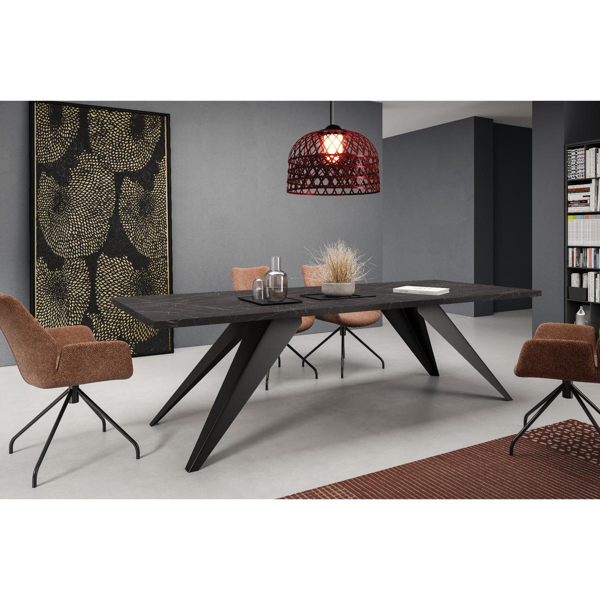 Stół rozkładany 160x90x76 cm prostokątny Harmonia blackc pietra grigria do jadalni nr. 3