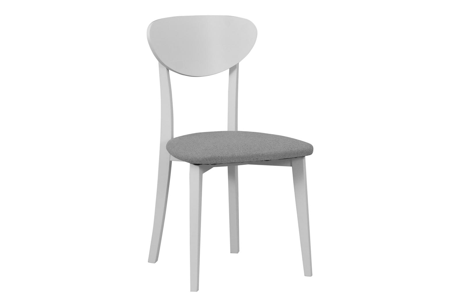 Krzesło drewniane ELVA 85x47x40 cm drewniane bukowe do jadalni białe siedzisko szare