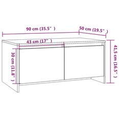 Stolik kawowy 90x50x41,5 z dwoma szufladami z płyty wiórowej biały z wysokim połyskiem do salonu - Miniaturka zdjęcia nr 8