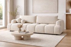 Kanapa rozkładana trzyosobowa z funkcją spania Mediolan 250x112x90 cm sofa z funkcją spania tkanina LOOP kremowa - Miniaturka zdjęcia nr 1