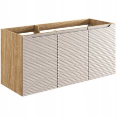 Szafka pod umywalkę 120 cm OCEAN BEIGE ryflowany front drzwi dąb olejowany beżowy