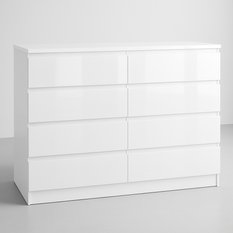 Komoda MARTUSIA 140x97x40 cm 8 szuflad do sypialni salony biały połysk - Miniaturka zdjęcia nr 2
