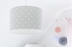 Lampa wisząca 35x35x23 cm do pokoju dziecka szara w kropki drewno białe - Miniaturka zdjęcia nr 4