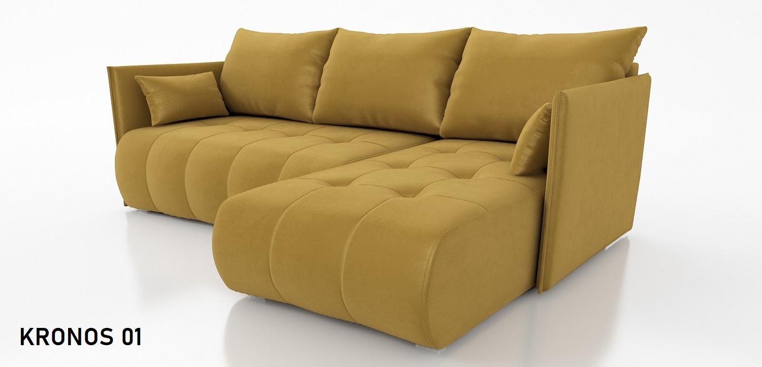 Narożnik Nessa 88x218x152 cm do sypialni miękka tkanina kronos żółty