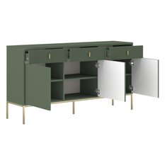 Komoda Maggiore 154 cm 3D3S smoke green złoty biały - Miniaturka zdjęcia nr 4