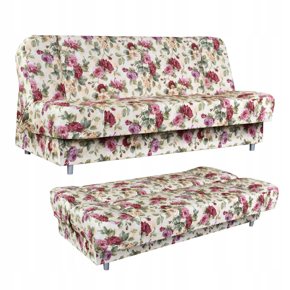 Wersalka SARA PRINT 200x95 cm róże rozkładana kanapa z pojemnikiem sofa do salonu Flowers nr. 1