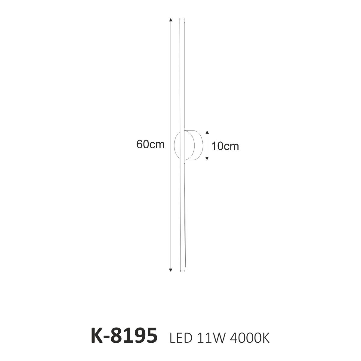 Kinkiet K-8195 SIGA 10x60x10 cm do salonu lub pokoju czarny nr. 6