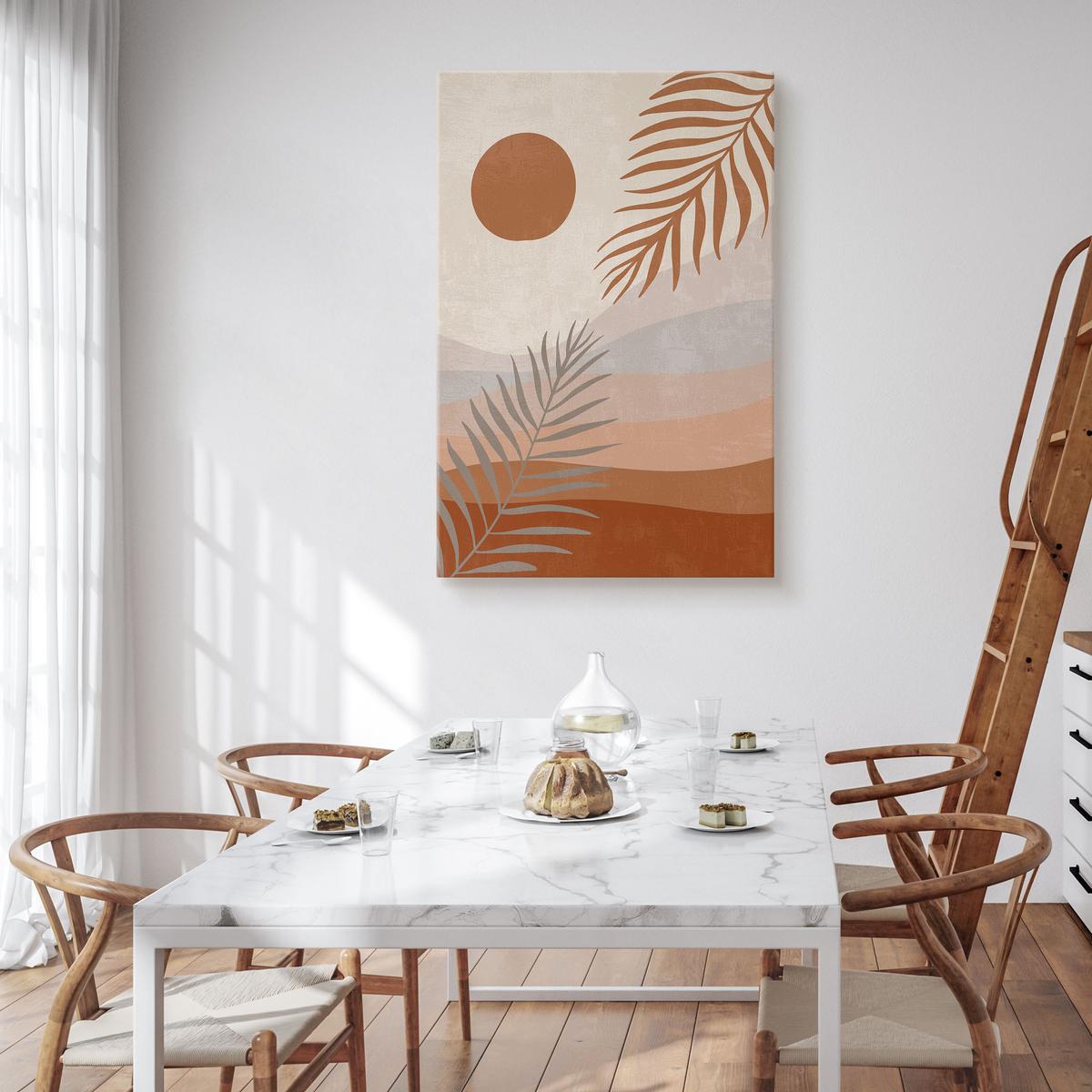 Obraz Do Salonu Pastelowy Pejzaż Pustynia Liście Styl Boho Natura 80x120cm nr. 4